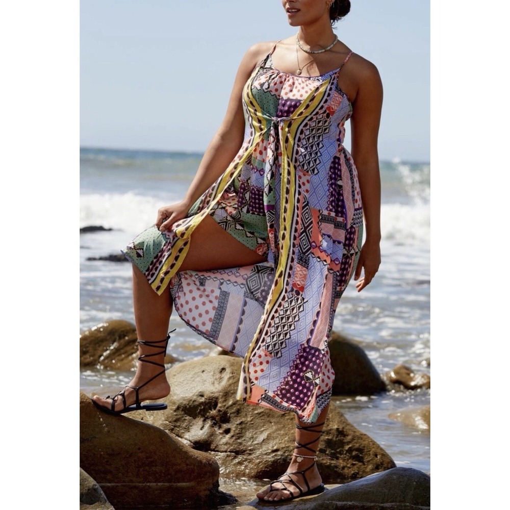 Anthropologie Ray Romper Maxi Overlay XL Boho Patchwork Festival Dress $148